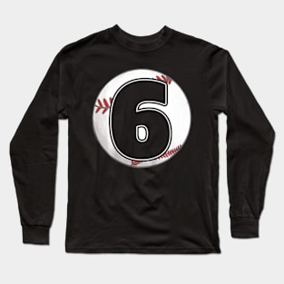 Kids Birthday Boy 6 Six Baseball 6Th Birthday Baseball Player Long Sleeve T-Shirt